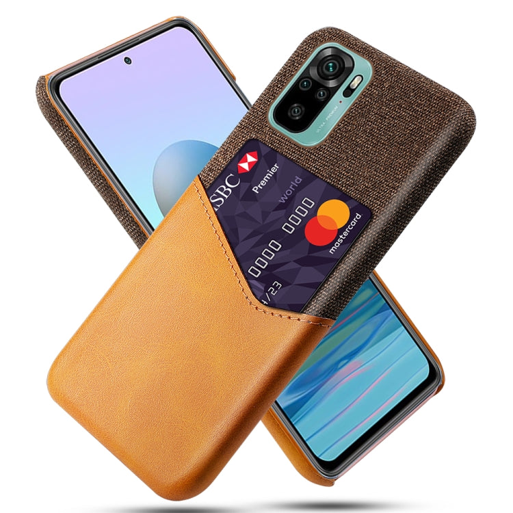 For Xiaomi Redmi Note 10 Cloth Texture PC + PU Leather Back Cover Shockproof Case with Card Slot