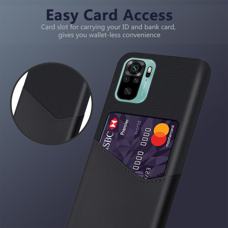 For Xiaomi Redmi Note 10 Cloth Texture PC + PU Leather Back Cover Shockproof Case with Card Slot
