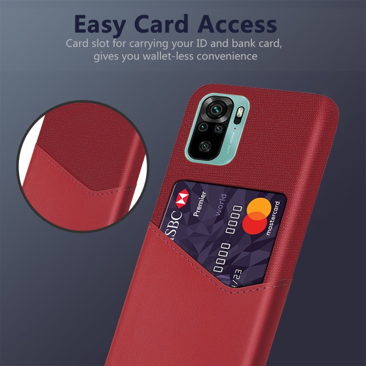 For Xiaomi Redmi Note 10 Cloth Texture PC + PU Leather Back Cover Shockproof Case with Card Slot