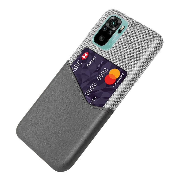 For Xiaomi Redmi Note 10 Cloth Texture PC + PU Leather Back Cover Shockproof Case with Card Slot