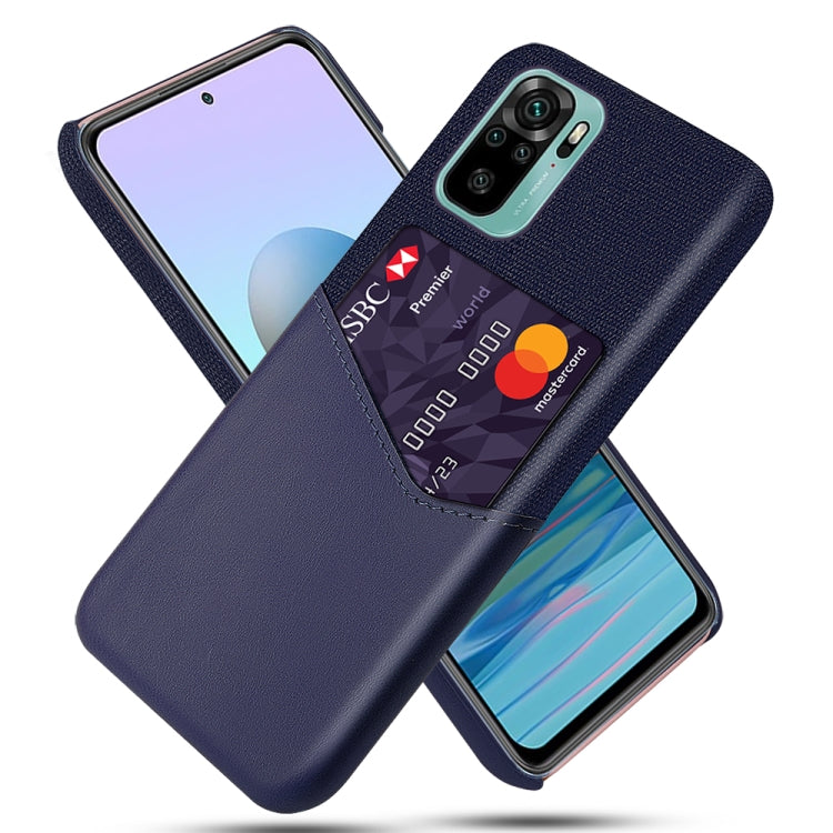 For Xiaomi Redmi Note 10 Cloth Texture PC + PU Leather Back Cover Shockproof Case with Card Slot