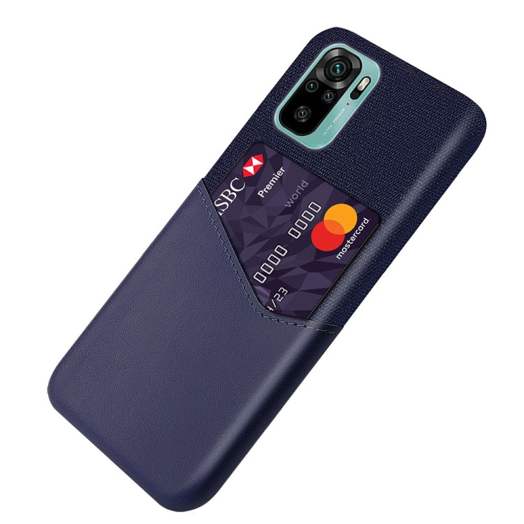 For Xiaomi Redmi Note 10 Cloth Texture PC + PU Leather Back Cover Shockproof Case with Card Slot