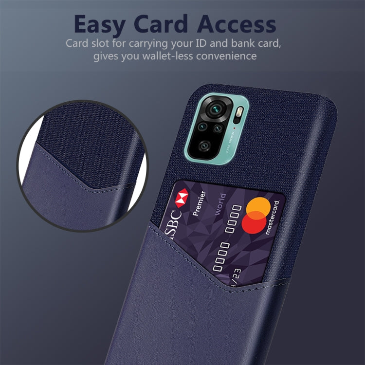 For Xiaomi Redmi Note 10 Cloth Texture PC + PU Leather Back Cover Shockproof Case with Card Slot
