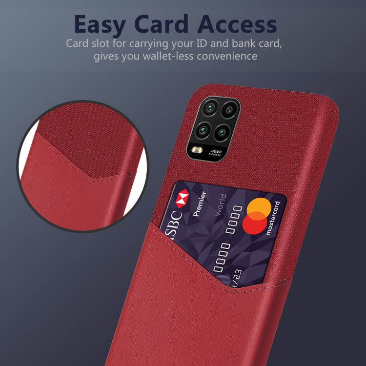 For Xiaomi Mi 10 Lite Cloth Texture PC + PU Leather Back Cover Shockproof Case with Card Slot