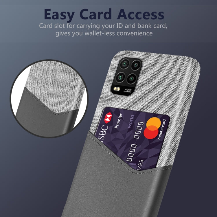 For Xiaomi Mi 10 Lite Cloth Texture PC + PU Leather Back Cover Shockproof Case with Card Slot