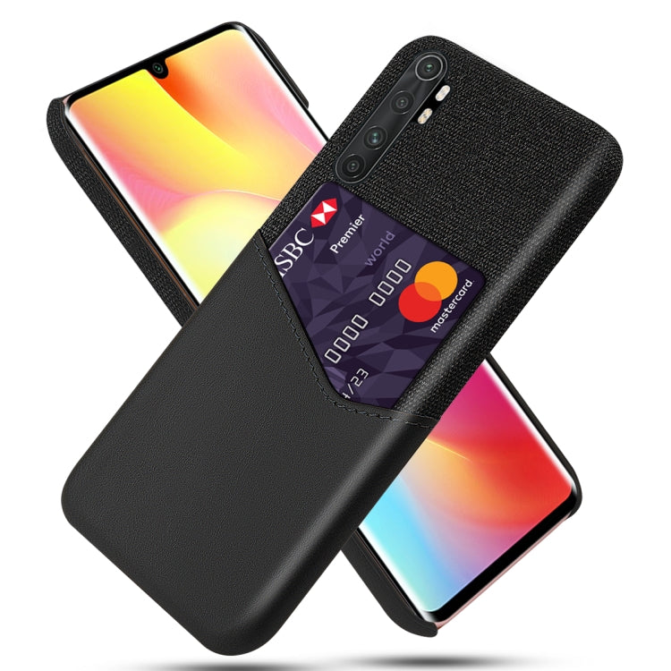 For Xiaomi Mi Note 10 Lite Cloth Texture PC + PU Leather Back Cover Shockproof Case with Card Slot