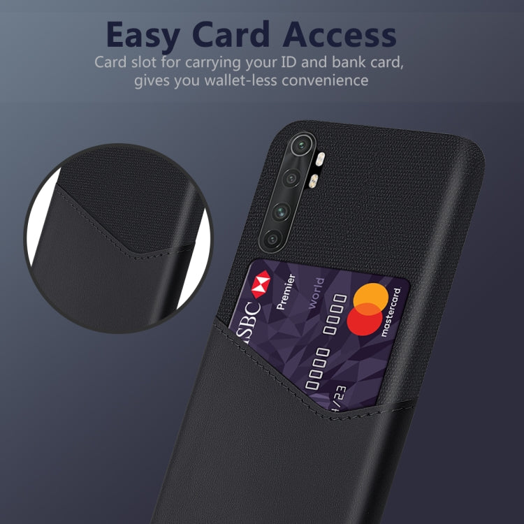 For Xiaomi Mi Note 10 Lite Cloth Texture PC + PU Leather Back Cover Shockproof Case with Card Slot