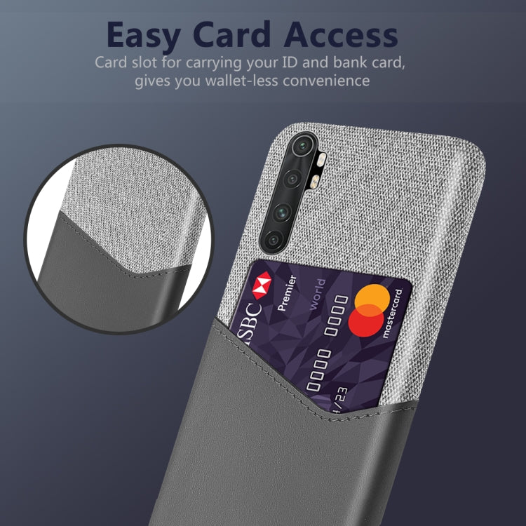 For Xiaomi Mi Note 10 Lite Cloth Texture PC + PU Leather Back Cover Shockproof Case with Card Slot