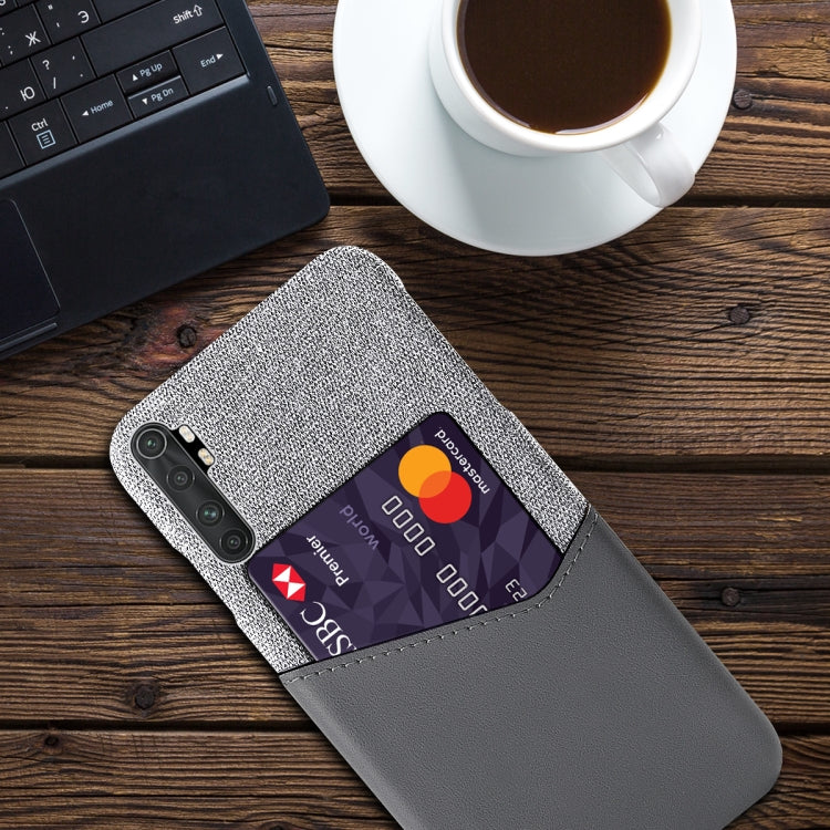 For Xiaomi Mi Note 10 Lite Cloth Texture PC + PU Leather Back Cover Shockproof Case with Card Slot