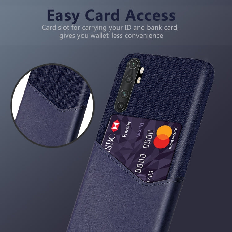For Xiaomi Mi Note 10 Lite Cloth Texture PC + PU Leather Back Cover Shockproof Case with Card Slot
