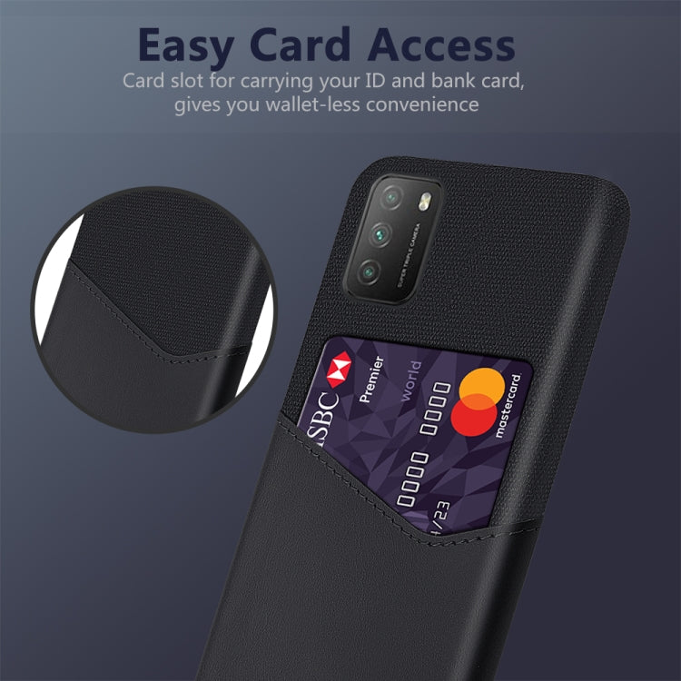 For Xiaomi Poco M3 Cloth Texture PC + PU Leather Back Cover Shockproof Case with Card Slot