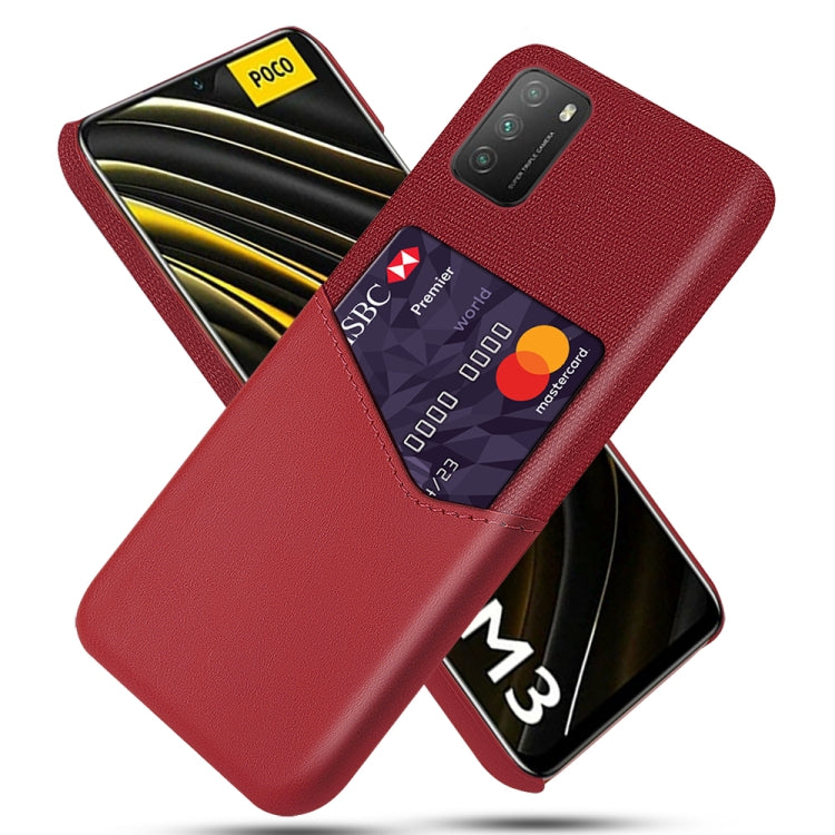For Xiaomi Poco M3 Cloth Texture PC + PU Leather Back Cover Shockproof Case with Card Slot