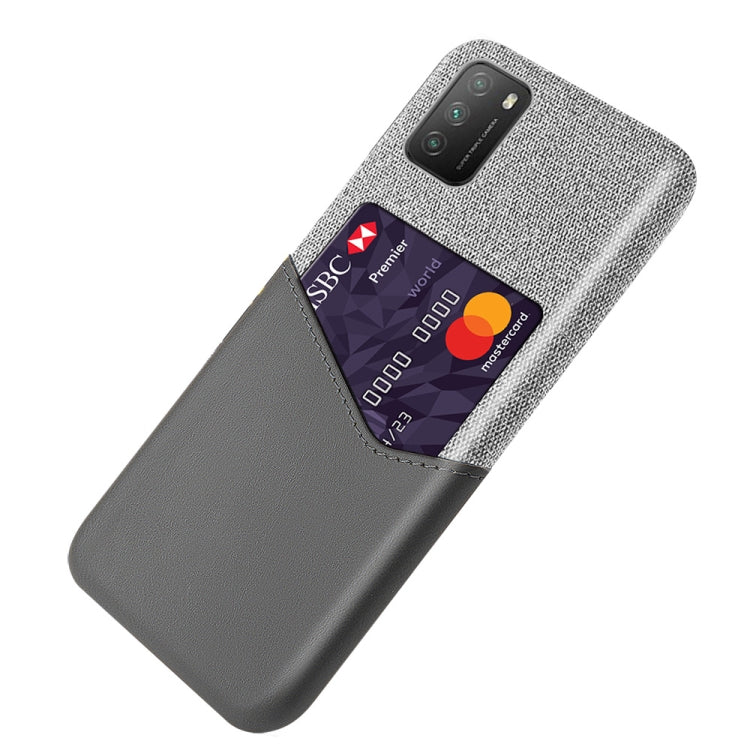 For Xiaomi Poco M3 Cloth Texture PC + PU Leather Back Cover Shockproof Case with Card Slot