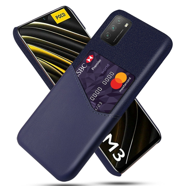 For Xiaomi Poco M3 Cloth Texture PC + PU Leather Back Cover Shockproof Case with Card Slot