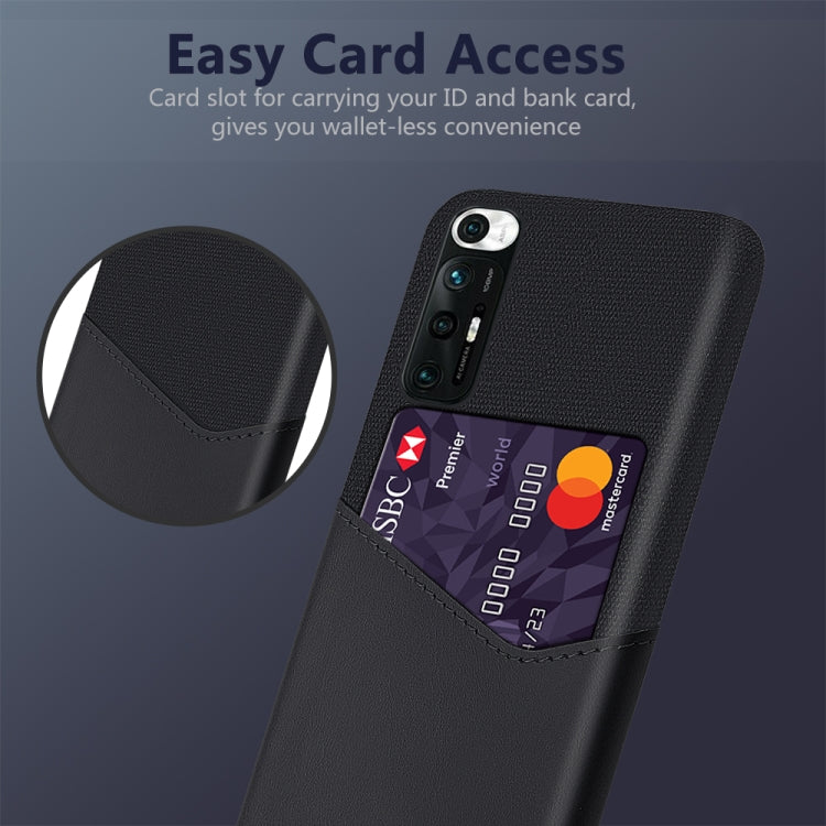 For Xiaomi Mi 10S Cloth Texture PC + PU Leather Back Cover Shockproof Case with Card Slot