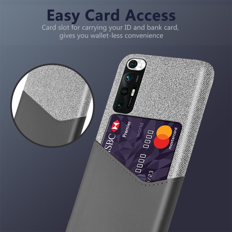 For Xiaomi Mi 10S Cloth Texture PC + PU Leather Back Cover Shockproof Case with Card Slot