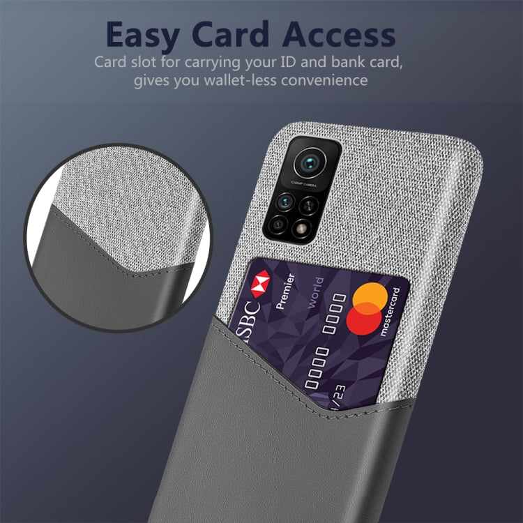 For Xiaomi Mi 10T Pro 5G Cloth Texture PC + PU Leather Back Cover Shockproof Case with Card Slot