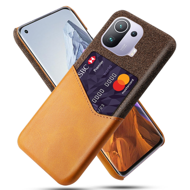 For Xiaomi Mi 11 Pro Cloth Texture PC + PU Leather Back Cover Shockproof Case with Card Slot