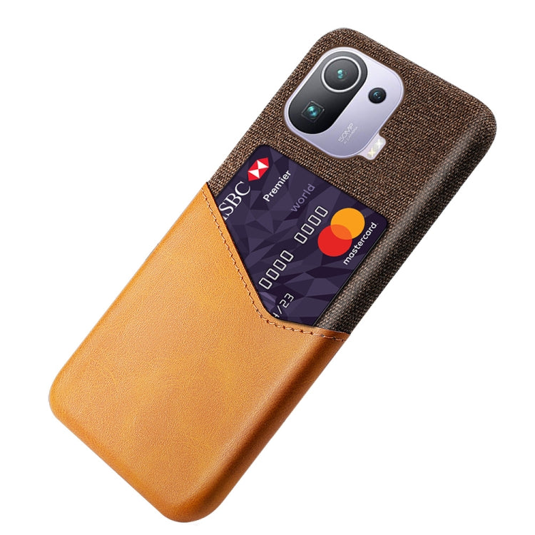 For Xiaomi Mi 11 Pro Cloth Texture PC + PU Leather Back Cover Shockproof Case with Card Slot