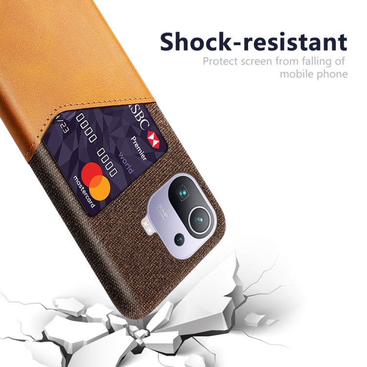 For Xiaomi Mi 11 Pro Cloth Texture PC + PU Leather Back Cover Shockproof Case with Card Slot