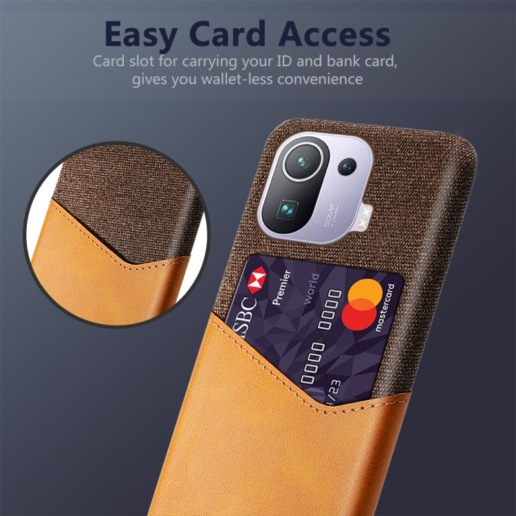For Xiaomi Mi 11 Pro Cloth Texture PC + PU Leather Back Cover Shockproof Case with Card Slot