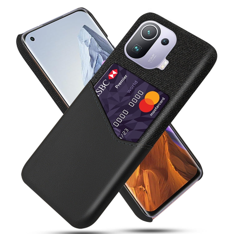 For Xiaomi Mi 11 Pro Cloth Texture PC + PU Leather Back Cover Shockproof Case with Card Slot