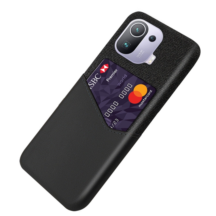 For Xiaomi Mi 11 Pro Cloth Texture PC + PU Leather Back Cover Shockproof Case with Card Slot