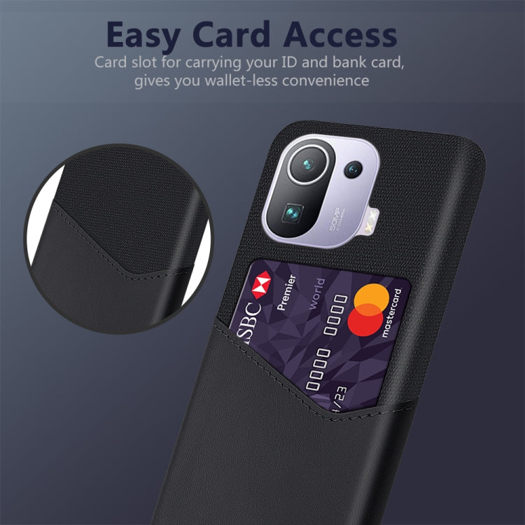For Xiaomi Mi 11 Pro Cloth Texture PC + PU Leather Back Cover Shockproof Case with Card Slot