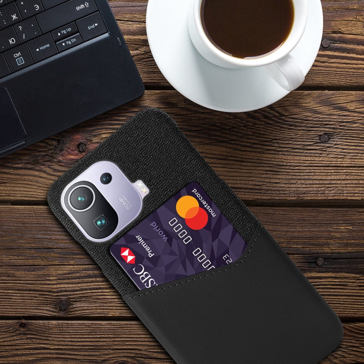 For Xiaomi Mi 11 Pro Cloth Texture PC + PU Leather Back Cover Shockproof Case with Card Slot