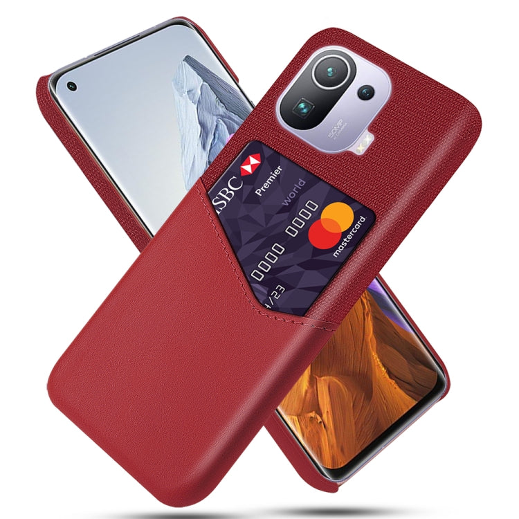 For Xiaomi Mi 11 Pro Cloth Texture PC + PU Leather Back Cover Shockproof Case with Card Slot