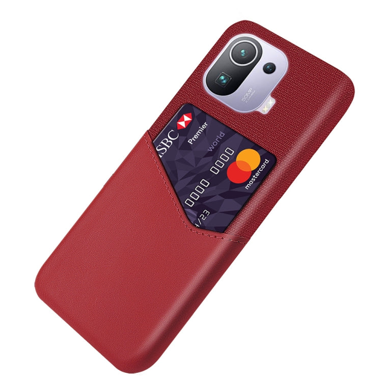 For Xiaomi Mi 11 Pro Cloth Texture PC + PU Leather Back Cover Shockproof Case with Card Slot