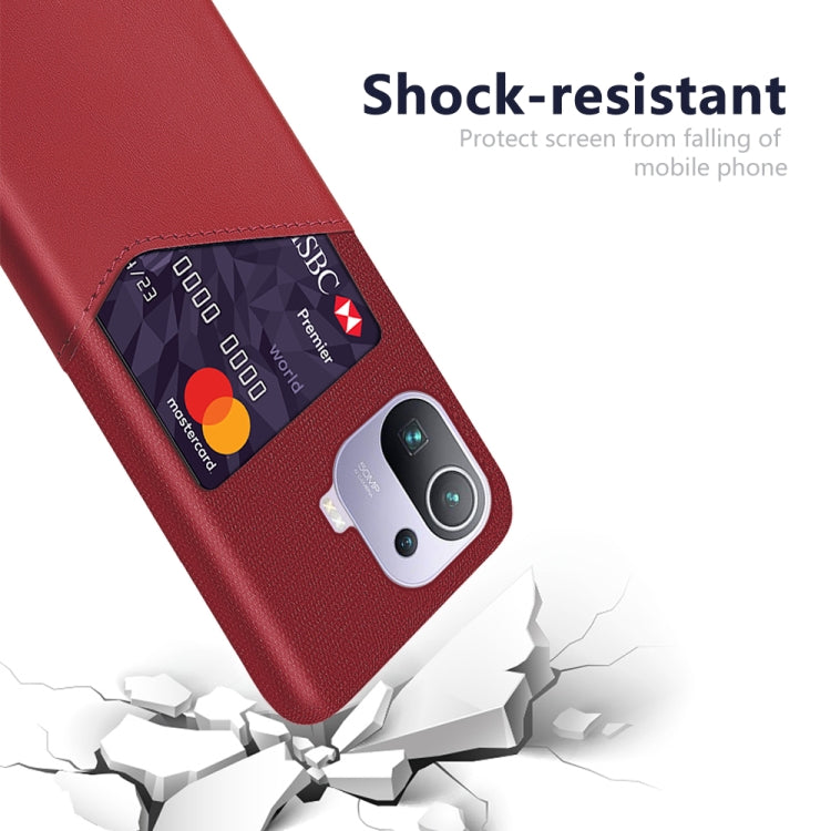 For Xiaomi Mi 11 Pro Cloth Texture PC + PU Leather Back Cover Shockproof Case with Card Slot