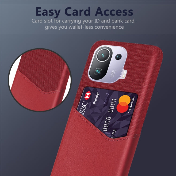 For Xiaomi Mi 11 Pro Cloth Texture PC + PU Leather Back Cover Shockproof Case with Card Slot