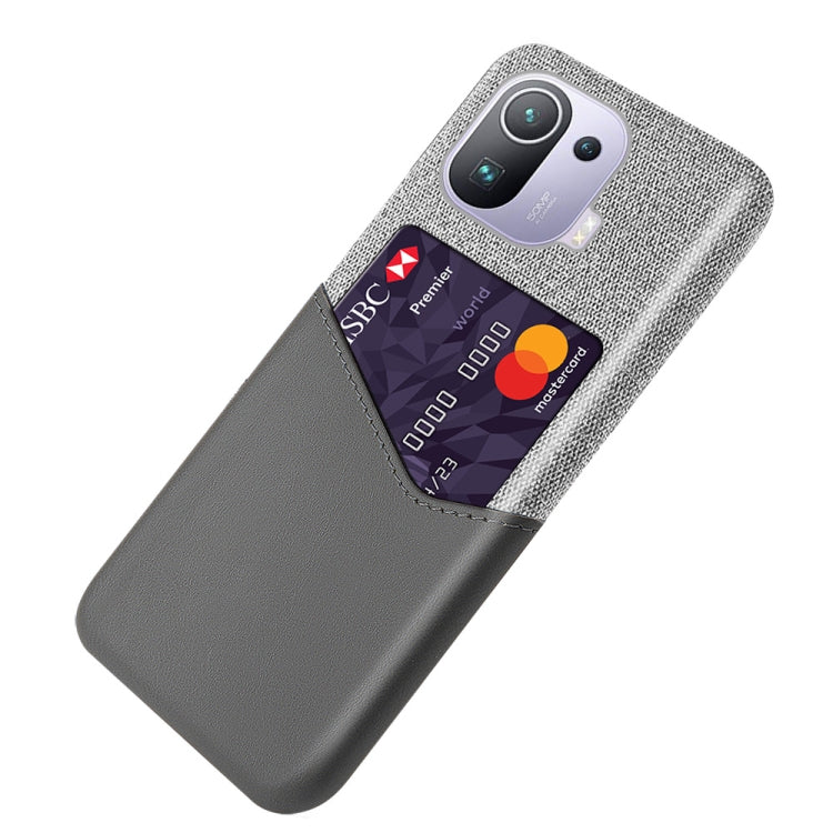 For Xiaomi Mi 11 Pro Cloth Texture PC + PU Leather Back Cover Shockproof Case with Card Slot