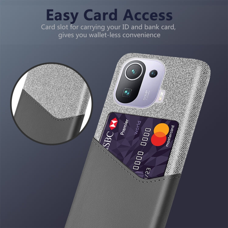 For Xiaomi Mi 11 Pro Cloth Texture PC + PU Leather Back Cover Shockproof Case with Card Slot