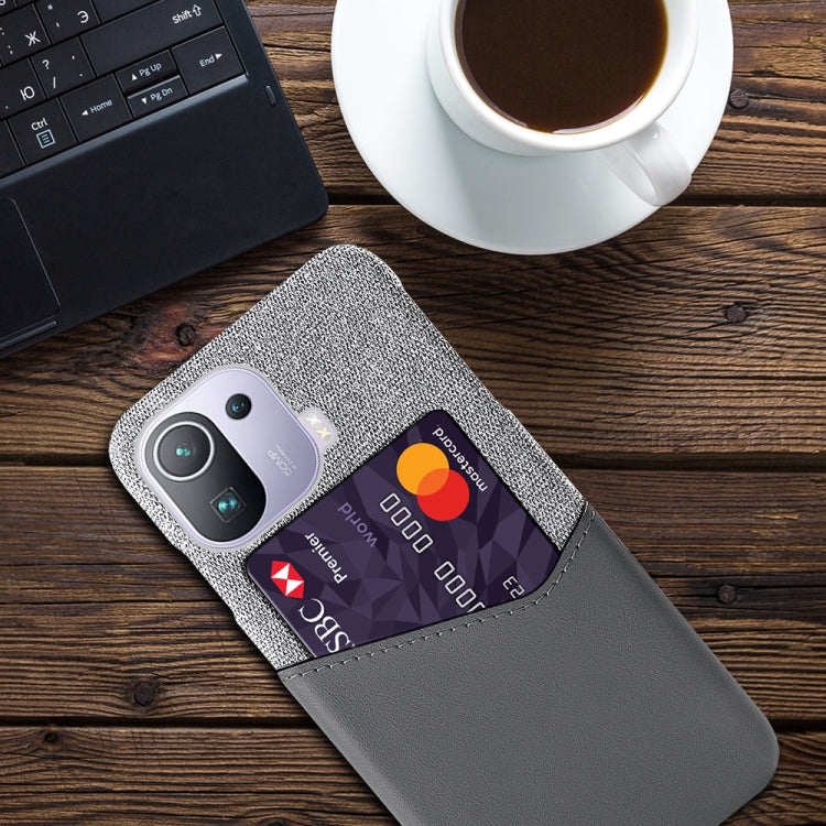 For Xiaomi Mi 11 Pro Cloth Texture PC + PU Leather Back Cover Shockproof Case with Card Slot