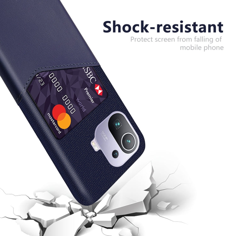 For Xiaomi Mi 11 Pro Cloth Texture PC + PU Leather Back Cover Shockproof Case with Card Slot