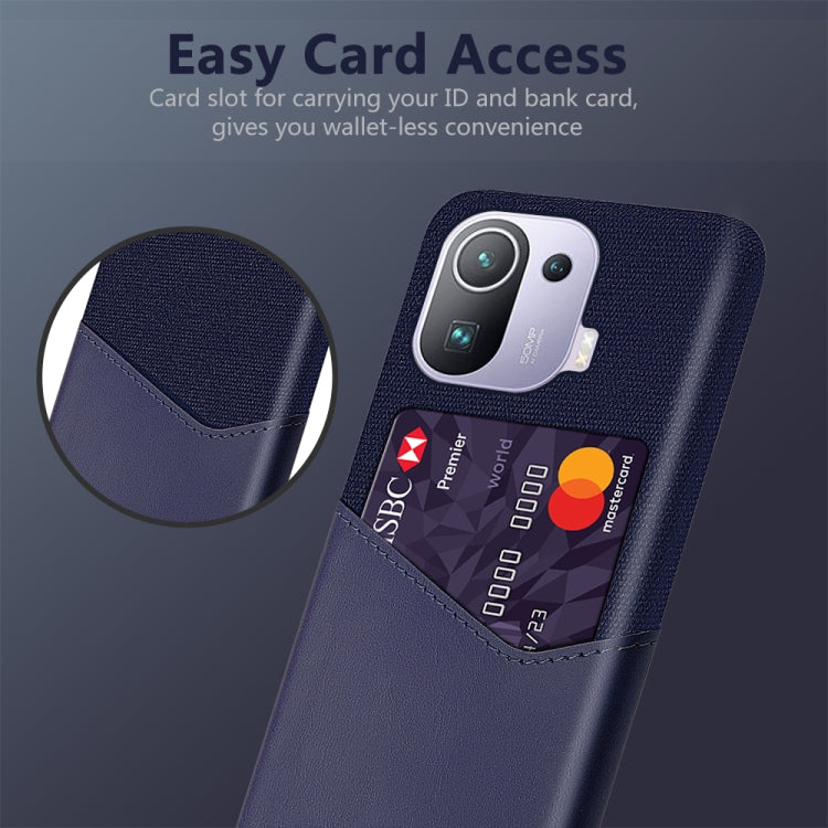 For Xiaomi Mi 11 Pro Cloth Texture PC + PU Leather Back Cover Shockproof Case with Card Slot