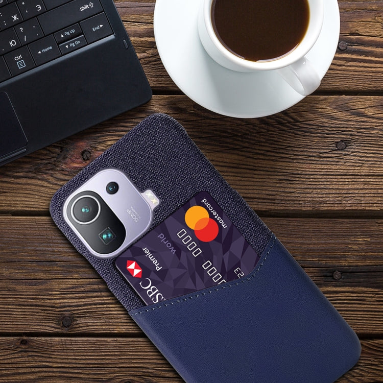 For Xiaomi Mi 11 Pro Cloth Texture PC + PU Leather Back Cover Shockproof Case with Card Slot