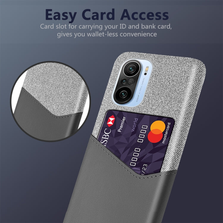 For Xiaomi Mi 11i 5G Cloth Texture PC + PU Leather Back Cover Shockproof Case with Card Slot