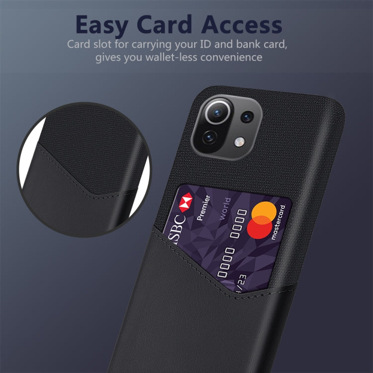 For Xiaomi Mi 11 Lite 5G Cloth Texture PC + PU Leather Back Cover Shockproof Case with Card Slot