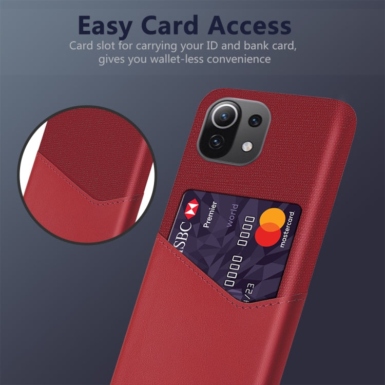 For Xiaomi Mi 11 Lite 5G Cloth Texture PC + PU Leather Back Cover Shockproof Case with Card Slot