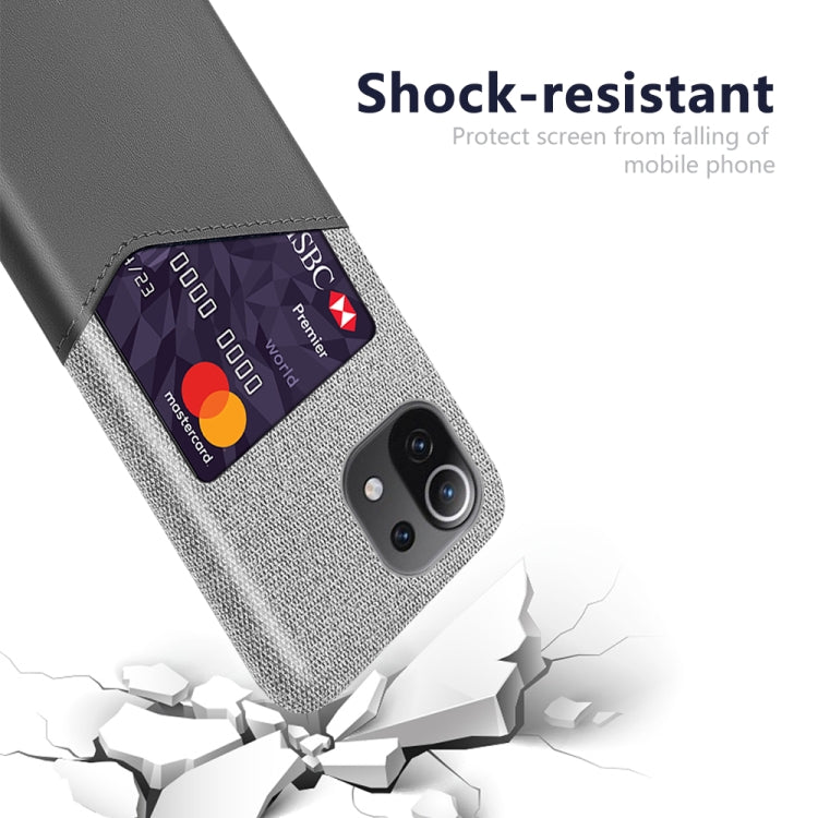 For Xiaomi Mi 11 Lite 5G Cloth Texture PC + PU Leather Back Cover Shockproof Case with Card Slot