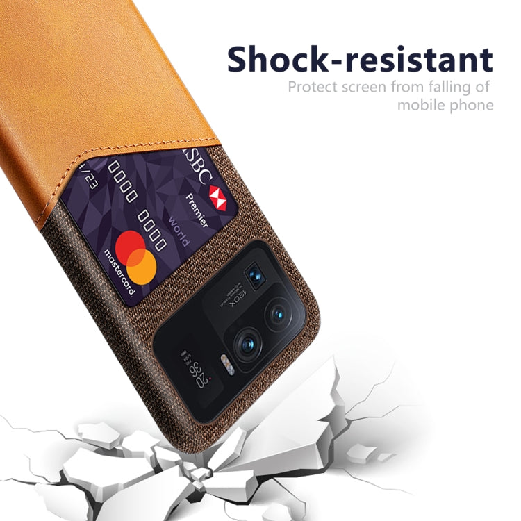 For Xiaomi Mi 11 Ultra Cloth Texture PC + PU Leather Back Cover Shockproof Case with Card Slot