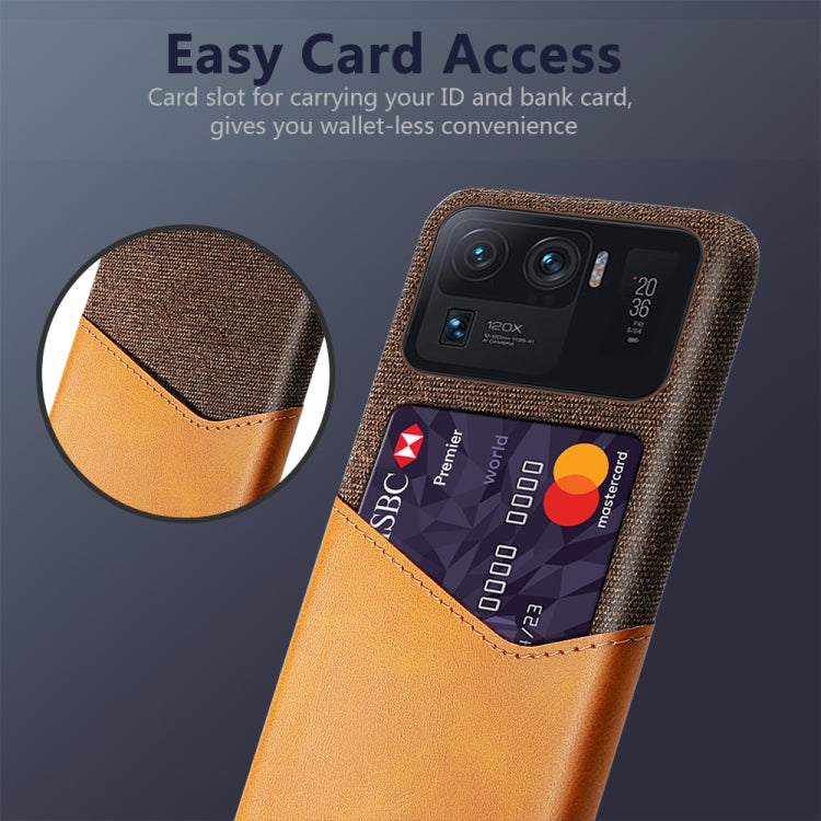 For Xiaomi Mi 11 Ultra Cloth Texture PC + PU Leather Back Cover Shockproof Case with Card Slot