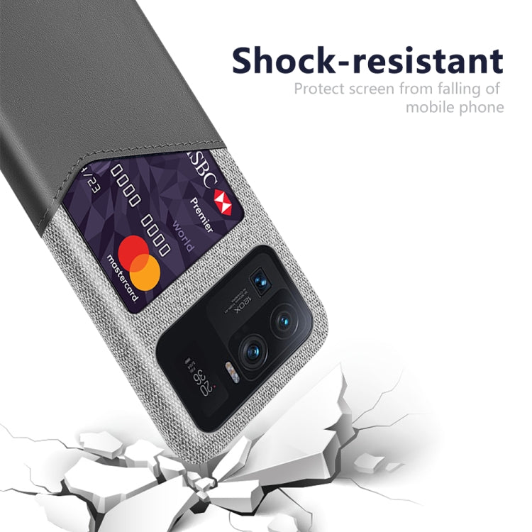 For Xiaomi Mi 11 Ultra Cloth Texture PC + PU Leather Back Cover Shockproof Case with Card Slot