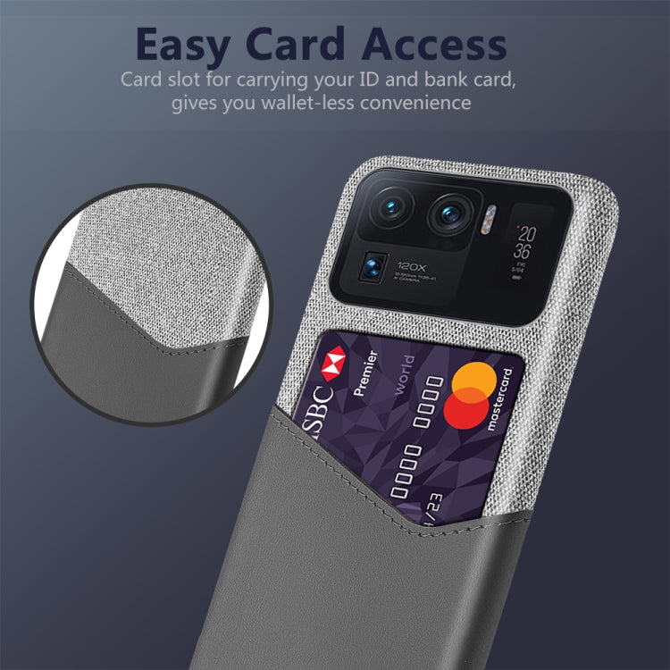 For Xiaomi Mi 11 Ultra Cloth Texture PC + PU Leather Back Cover Shockproof Case with Card Slot