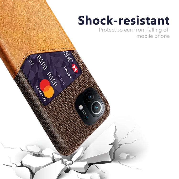 For Xiaomi Mi 11 Cloth Texture PC + PU Leather Back Cover Shockproof Case with Card Slot