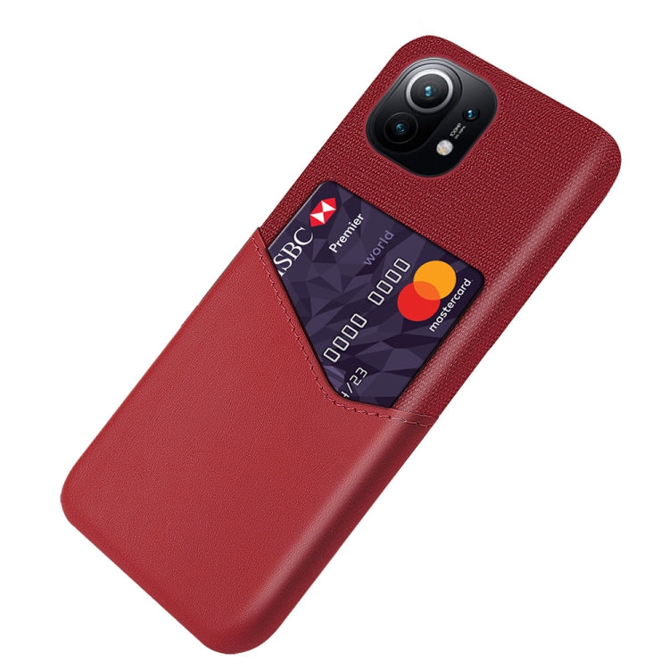 For Xiaomi Mi 11 Cloth Texture PC + PU Leather Back Cover Shockproof Case with Card Slot