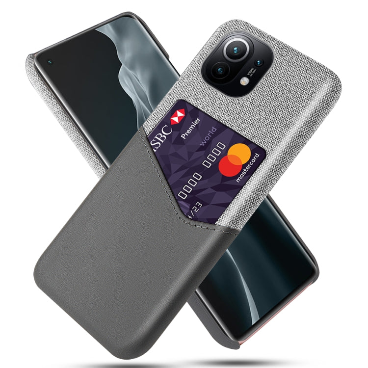 For Xiaomi Mi 11 Cloth Texture PC + PU Leather Back Cover Shockproof Case with Card Slot